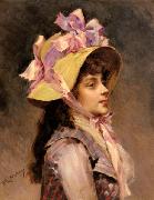 unknow artist Portrait Of A Lady In Pink Ribbons France oil painting artist